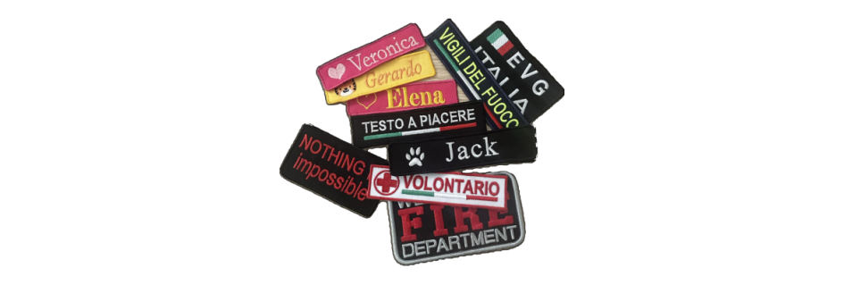 Beispiele für Patches mit Schriftzug
